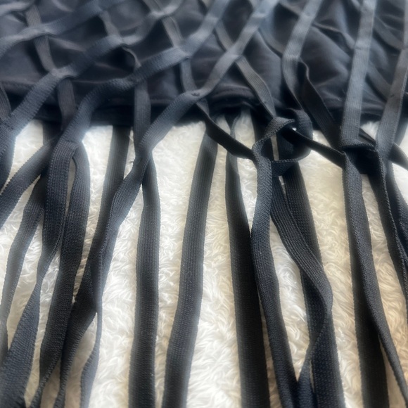 AKIRA Viva Las Vegas Mesh Fringe Skirt Size L | Party Festival Boho Goth Edgy - Picture 12 of 14